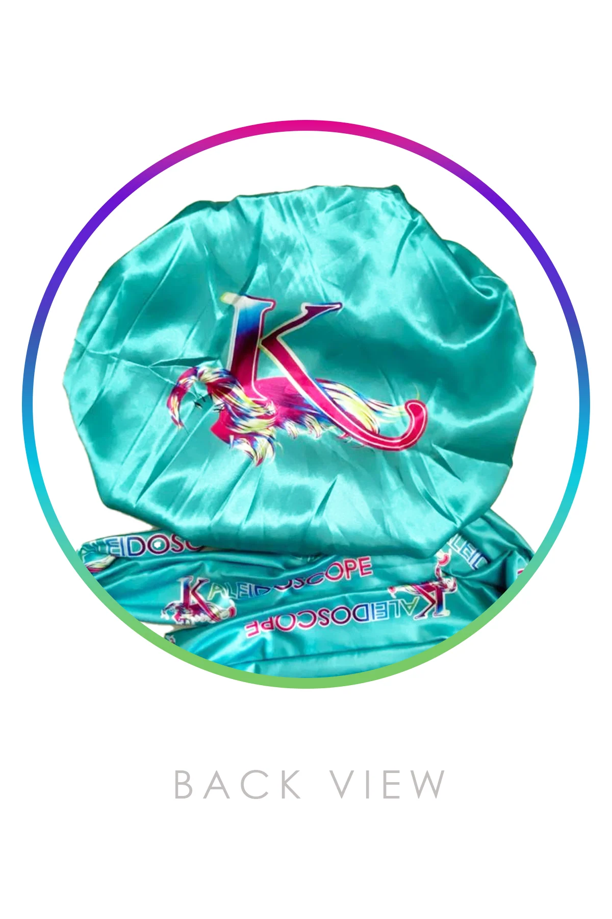Teal Kaleidoscope Satin Bonnet - Image 2